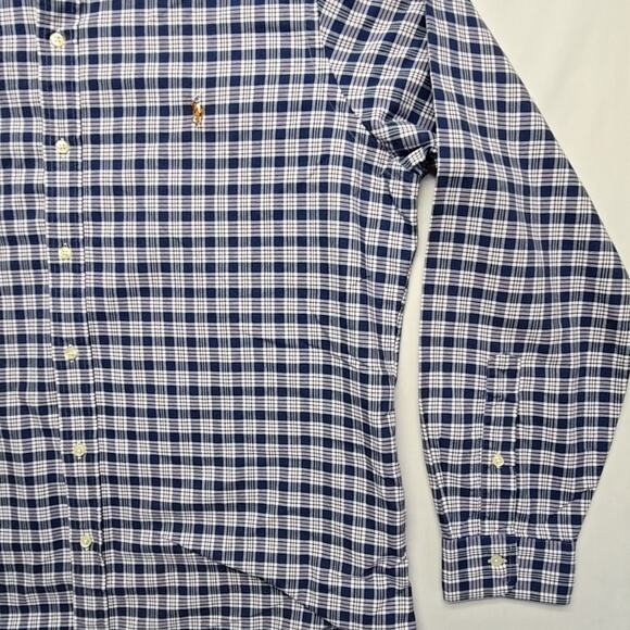 Ralph Lauren Classic Fit Plaid Shirt Blue White Button Down XL Mens - Picture 3 of 10